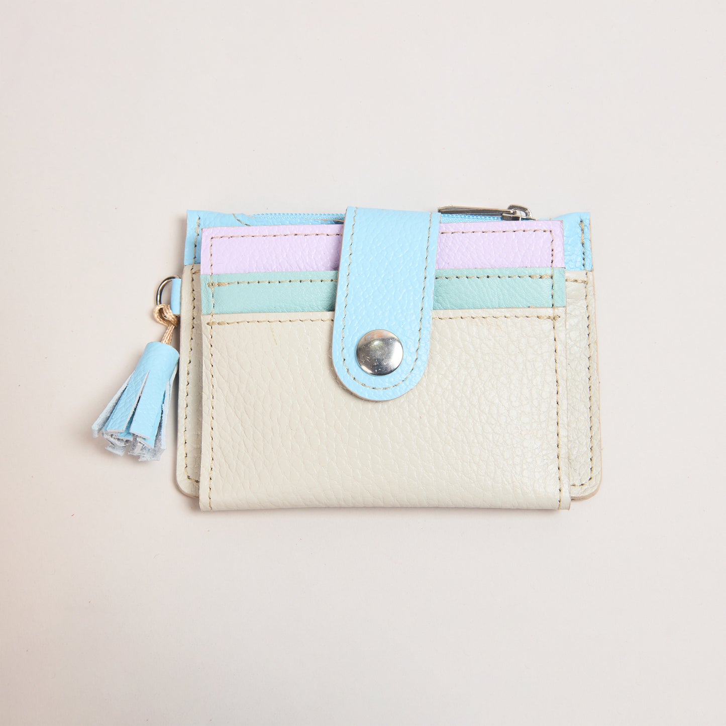 Mini Billetera Crema & Turquesa