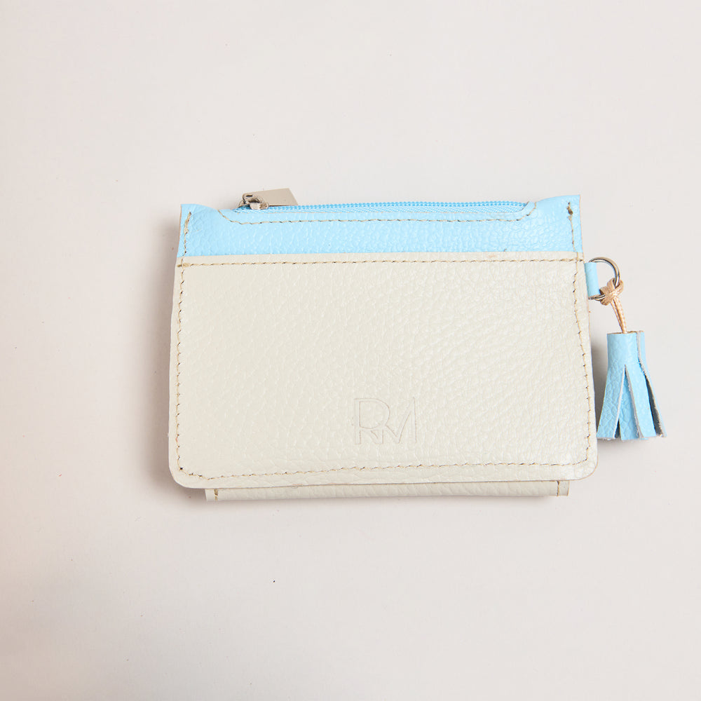 Mini Billetera Crema & Turquesa