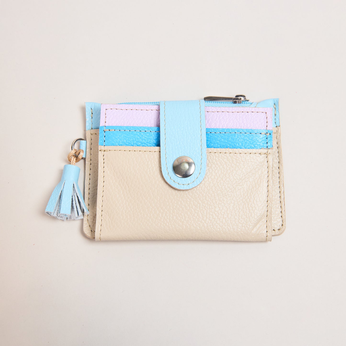 Mini Billetera Crema, Azul & Lila